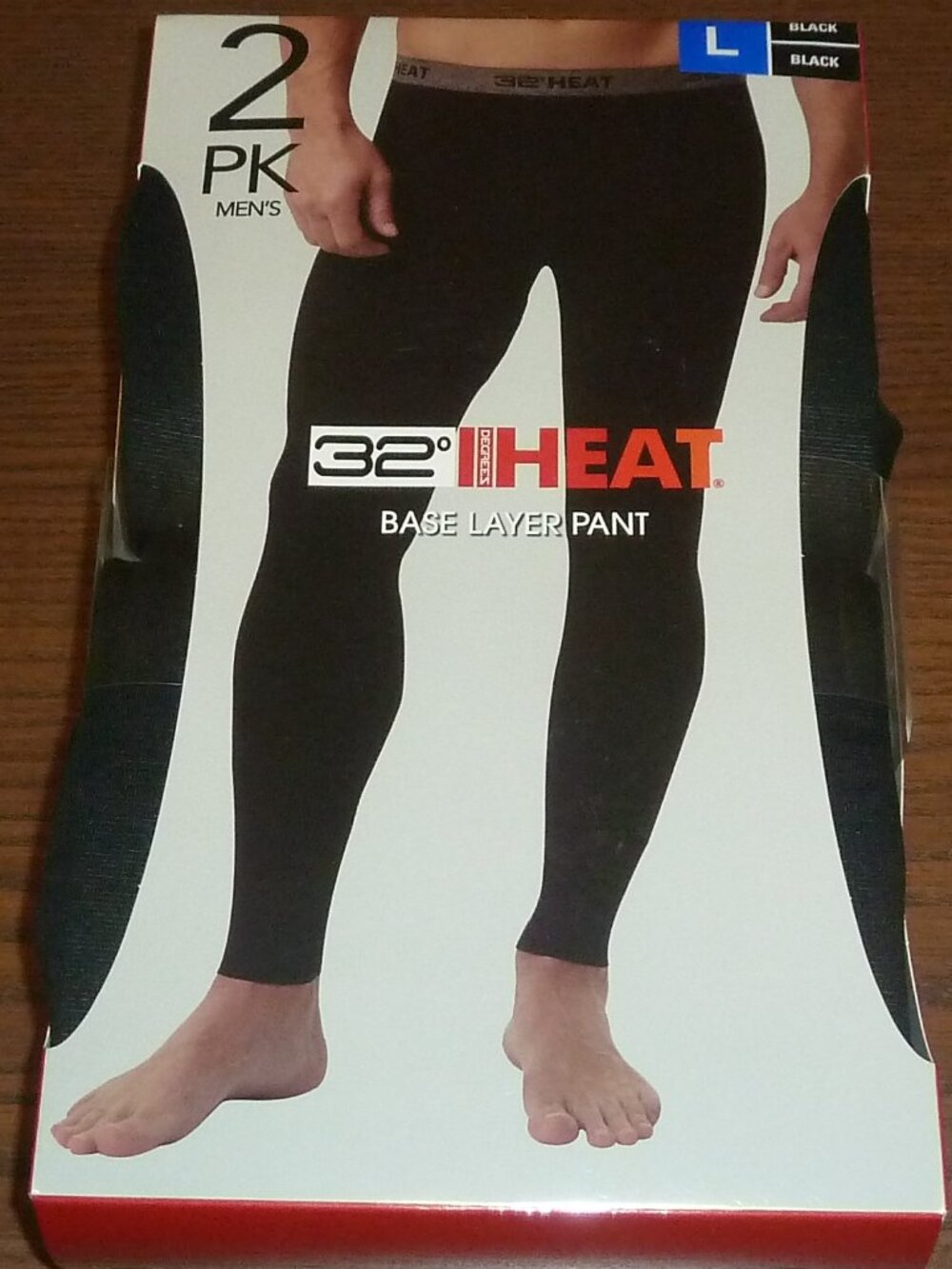 New 32 Degrees Heat Mens Base Layer Pant 2-Pack Black Large